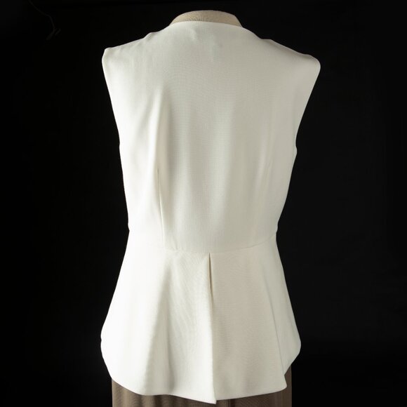 BCBG MAXAZRIA Abrielle Sleeveless Top Structured Peplum Zipper Ivory Vest S - Picture 4 of 14
